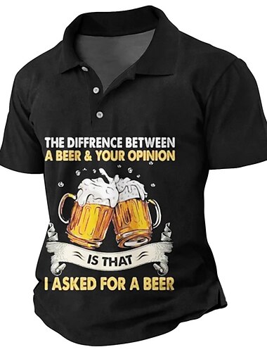  Herren Buchstabe Grafik-Drucke Bier Poloshirt Golfhemd Kurze Ärmel Hemd Umlegekragen Outdoor Strasse Schwarz Rote Marineblau Grün Bedruckt Bekleidung Sport Modisch Strassenmode Designer