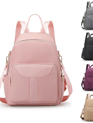  Weiblicher Rucksack aus Nylon für Damen, Laptop-Rucksack, modischer Rucksack, Schultertasche, einfarbig, Rucksäcke für Mädchen, Büchertasche