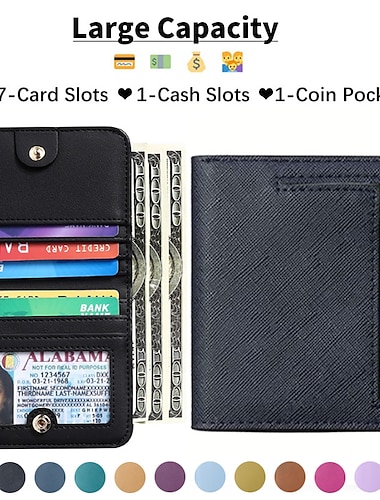  Toughergun Damen RFID-blockierende kleine kompakte Bifold Luxus Echtleder Taschenbörse Damen Mini-Geldbörse mit ID-Fenster
