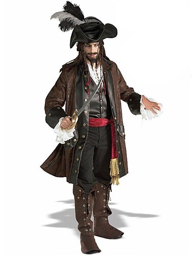  Pirates of the Caribbean Pirata Disfraz de carnaval Traje de cosplay Ropa de Fiesta Baile de Máscaras Adulto Hombre Accesorios Cosplay Rendimiento Fiesta Víspera de Todos los Santos Mascarada Disfraz