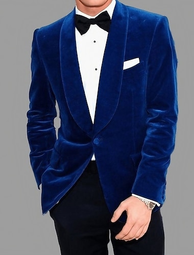  giacca blazer in velluto casual moda uomo vestibilità regolare su misura tinta unita monopetto a un bottone rosso blu royal verde blu scuro 2024