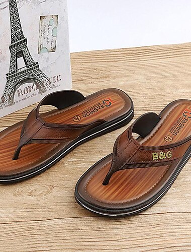  Braune Flip-Flop-Sandalen für Herren – leichte, rutschfeste Strandschuhe mit gepolsterter Sohle für Sommer, Reisen und Freizeit