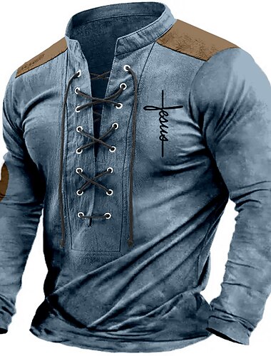  בגדי ריקוד גברים הדפסים גרפיים אֱמוּנָה חולצות גרפיות שרוול ארוך חולצה קצרה חולצה אופנתי מעצב יום יומי בָּחוּץ חופשה לבוש יומיומי חום ירוק צבאי כחול כהה קיץ & אביב ביגוד S M L XL 2XL 3XL