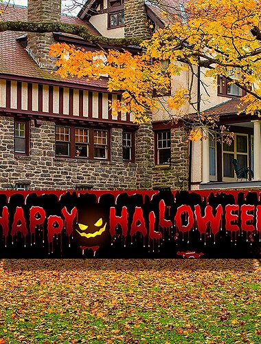  Halloween-Banner-Dekoration, Outdoor-Horror-Banner mit blutigem Charakter, Hängebanner, Haustür, Veranda, Innenhof, Schild, Innenbereich, Wanddekoration, Halloween-Party, Willkommensschild