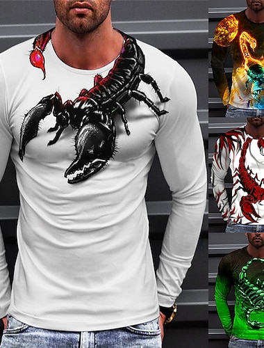  Homme Animal Impressions Graphiques Scorpion T-shirt manche longue T-shirt Impression 3D Col ras du cou Chemise Sports Designer Basique Extérieur Rue Quotidien A B C Printemps & Automne Vêtement Tenue