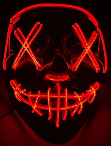  מסכת אור ליל כל הקדושים מסיכת פנים מלאת led מסכת זוהר ליצן לילדים למבוגרים למסיבה לליל כל הקדושים