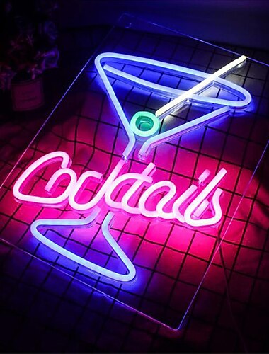  enseignes au néon cocktails led signe bleu verre à cocktail en forme de néon enseigne lumineuse martini led enseignes au néon décor mural homme cave enseignes au néon pour bar boutique bar à bière