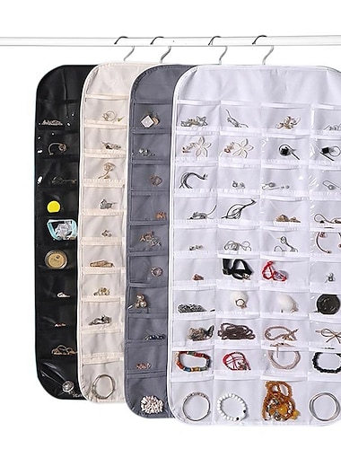  hangende sieraden organizer opslag met zak dubbelzijdig 80grids ketting armband oorbel sieraden display organizer