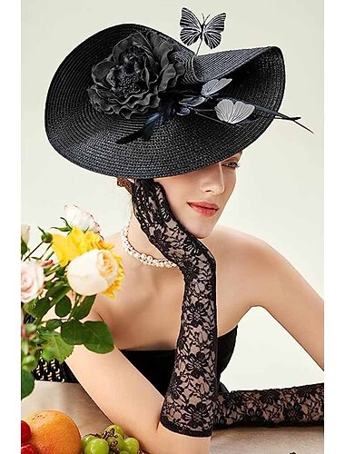  Fascinators fibra sintética Víspera de Todos los Santos El derby de Kentucky Glamouroso lujoso Con Flor Mariposa Celada Sombreros