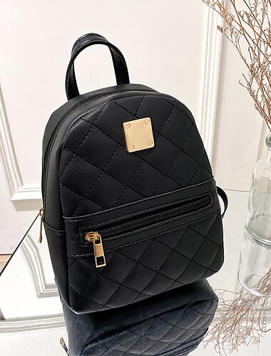  gesteppter Mini-Rucksack mit Reißverschlusstasche vorne – stylische und kompakte Tasche aus PU-Leder in mehreren Farben für Schule, Arbeit oder Freizeit