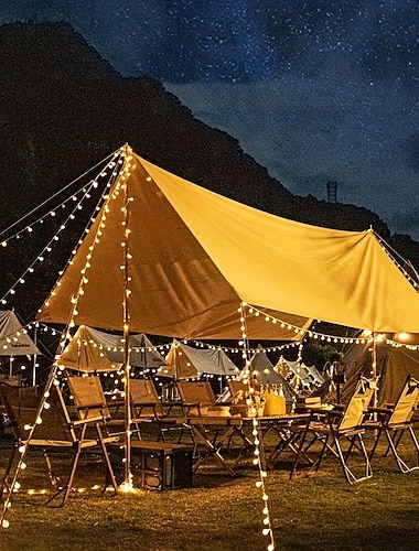  Luz Spherical LED Externa Solar Impermeável 6m/7.5m/12m para Jardim Férias Acampamento Festa Decoração Externa 8 Modos de Iluminação 30/50/100LEDs