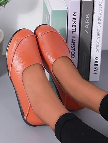  Dame Fladsko Slip-Ons Loafters Plus størrelse Barfodede sko Komfort Sko udendørs Daglig Helfarve Sommer Flade hæle Rund Tå Afslappet Komfort Minimalisme Syntetisk læder PU Hjemmesko Vinrød Sort Hvid