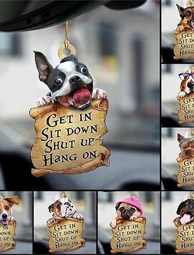  simpatico ornamento per cani simpatico animaletto in acrilico appendiabiti per auto decorazione per auto ornamento a due lati