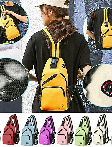  1 pc bandoulière sac à dos poitrine sac avec trou pour écouteurs voyage sac à dos multi-fonctionnel sacs à dos sac d'école, retour à l'école cadeau