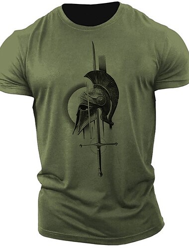  Hombre Estampados Armadura Camiseta Camisetas gráficas Algodón Manga Corta Gráfico Camisa Gris brezo Negro Blanco Camiseta cómoda Exterior Calle Ropa de diseñador de moda