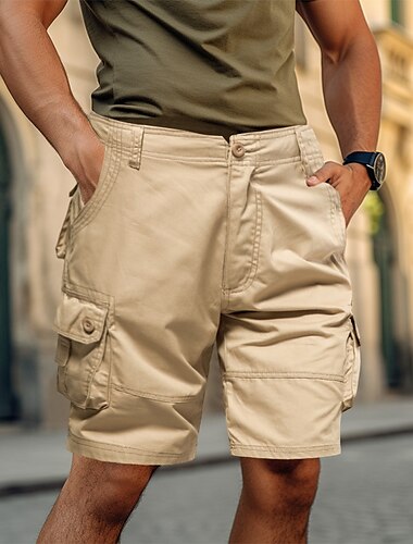  Homme Short Cargo Short Bermuda Poche Plein Confort Respirable Extérieur du quotidien Sortie Décontractées Grand et grand Marron Sapin Noir