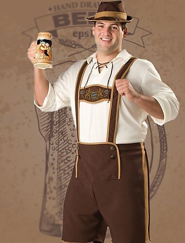  Oktoberfest Costume Blouse / Chemise Lederhosen Couple Oktoberfest Allemand Munich Prairies Homme Tissu de style traditionnel Haut Shorts