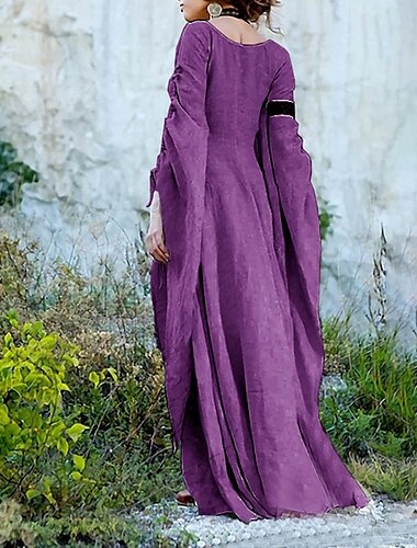  Mittelalterlich Cocktailkleid Vintage-Kleid Knöchellänge Partykostüm Tunikakleid Ren Faire Wikinger Outlander Ranger Damen Keltisch Fantasie Halloween Karneval Maskerade Party / Abend LARP