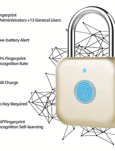  smart fingeravtrykklås usb oppladbar vanntett biometrisk nøkkelfri lås i metall for bagasjeryggsekk for treningsskap