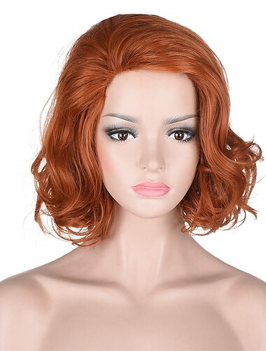  vrouwen 13 korte golvende gember oranje pruik voor cosplay kostuum carnaval feest