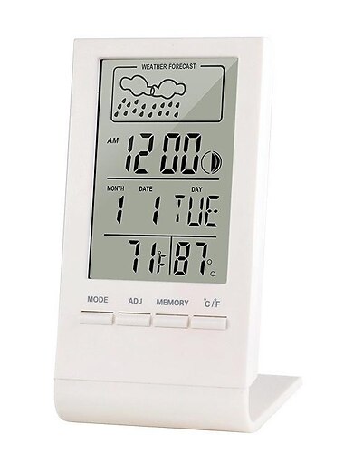  LED-Digitaluhr, Thermometer, Hygrometer, Anzeige, Wecker, Wetterstation für drinnen und draußen, automatische elektronische Temperatur- und Feuchtigkeitsüberwachung