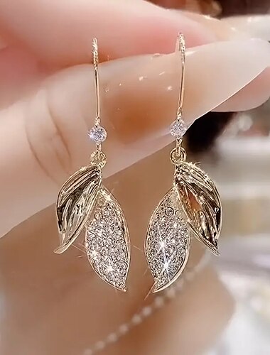  Women‘ Drop Earring Fine Jewelry Claic Leaf tylih imple Earring Jewelry Gold For Fall Wedding Party 1 Pair