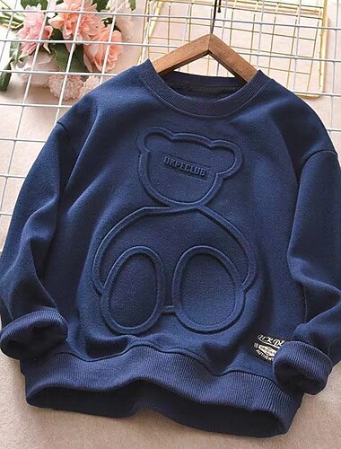  kinderkleidung Jungen Pullover Bär Buchstabe Langarm Rundhalsausschnitt Frühling Herbst Modisch Cool Täglich Baumwolle Outdoor Casual