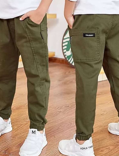  Da ragazzo 3D Tinta unita Pantaloni Primavera Autunno Attivo Essenziale Bambino 3-13 anni Informale Giornaliero Standard