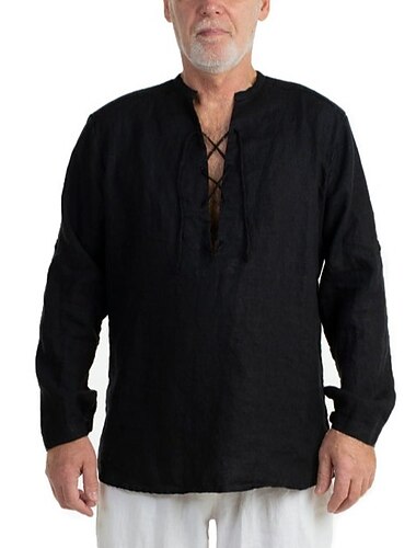  Retro Vintage Mittelalterlich Renaissance Hemd Normal Pirat Wikinger V Ausschnitt Kostüm Herren Seeräuber Halloween Karneval Urlaub Alltagstauglich Erwachsene Hemd Frühling & Sommer