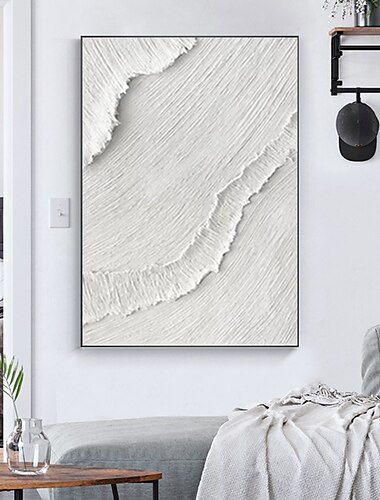  Moderne Wandmalerei, schwer strukturiert, dick, 3D-abstrakt, weiß, Acrylgemälde, Leinwand, Bild, Kunst, handgemaltes Wandkunstwerk