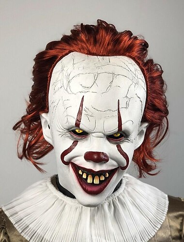  Eso Pennywise Payaso asesino Máscara Adulto Unisexo Horror Disfraz de miedo Víspera de Todos los Santos Carnaval Mardi Gras Disfraz de carnaval fácil