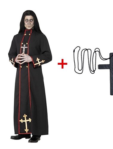  Vampir Pastor Cosplay Kostüm Maskerade Erwachsene Herren Cosplay Karnival Leistung Halloween Karneval Maskerade Einfaches Karnevalskostüm