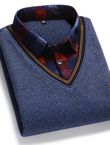 Herren Pullover Gerippt Stricken Standard Strick Stehkragen Moderne zeitgenössische Zurück zur Schule Freizeitskleidung Bekleidung Winter Blau Hellgrau S M L