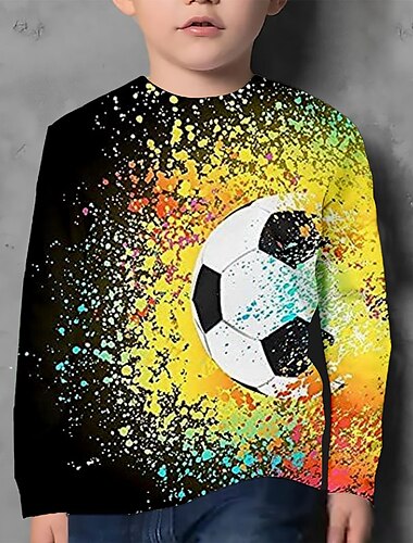  Da ragazzo 3D Pop art Gradiente Calcio maglietta T-shirt Manica lunga Stampa 3D Estate Primavera Autunno Sportivo Di tendenza Streetwear Poliestere Bambino 3-12 anni Esterno Informale Giornaliero