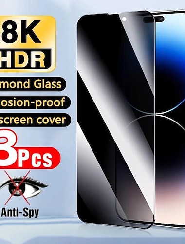  3 stuks Scherm Beschermer Voor Apple iPhone 16 iPhone 15 Pro Max Plus iPhone 14 13 12 11 Pro Max Mini X XR XS Max 8 7 Plus Gehard Glas Privacy anti-inkijk 9H-hardheid Anti-vingerafdrukken