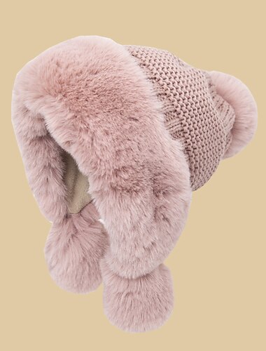  Verdickte Bomberhüte im neuen Stil für Damen, Fellknäuel und samtige warme Kapuze im Freien, Winter, kältebeständig, modisch, niedliche Wollmütze