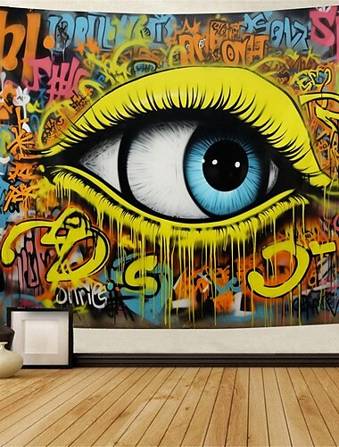  Graffiti-Street-Art-Hängeteppich, Wandkunst, großer Wandteppich, Wanddekoration, Fotohintergrund, Decke, Vorhang, Zuhause, Schlafzimmer, Wohnzimmer, Dekoration