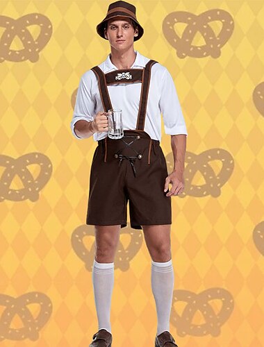  Oktoberfest Costume Blouse / Chemise Lederhosen Oktoberfest / Bière Bavarois Bavarois Allemand Prairies Homme Tissu de style traditionnel Chemisier Shorts