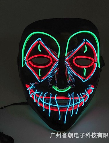  Halloween-LED-Purge-Gruselmaske, leuchtende LED-Maske, cooles Kostümzubehör