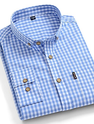  Oberhemd Hemd Oxford Hemd Streifen und Plaid Hochzeit Büro & Karriere Schwarz Rote Blau Langarm Umlegekragen Frühling & Herbst Bekleidung