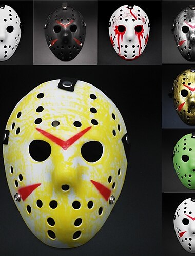  Jason Vorhees Jason Voorhees Maske Haloween Figuren Erwachsene Herren Damen Grusel Gruseliges Kostüm Halloween Karneval Einfaches Karnevalskostüm