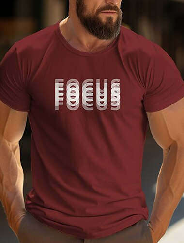  Herren Optische Täuschung Buchstabe Grafikdrucke T Shirt Grafischen T-Shirt 100% Baumwolle Kurzarm Grafik Hemd Schwarz Weiß Wein Bequemes T-Shirt Outdoor Straße Modedesigner-Kleidung