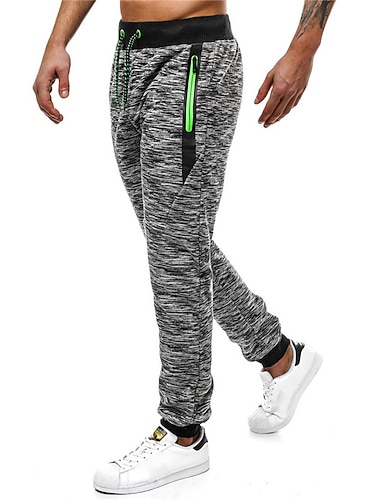  בגדי ריקוד גברים מכנסי טרנינג רָץ לְהַנָאָתוֹ מכנסיים שרוך אלסטית מותניים שרוולים אלסטיים אחיד קומפורט נושם קזו'אל יומי חגים ספורט אופנתי ירוק צבא אפור בהיר