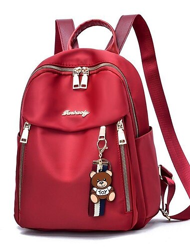  Nylon-Rucksack für Damen mit großem Fassungsvermögen, mehreren Fächern mit Reißverschluss und verstellbaren Riemen – ideal für Reisen, Schule und den täglichen Gebrauch