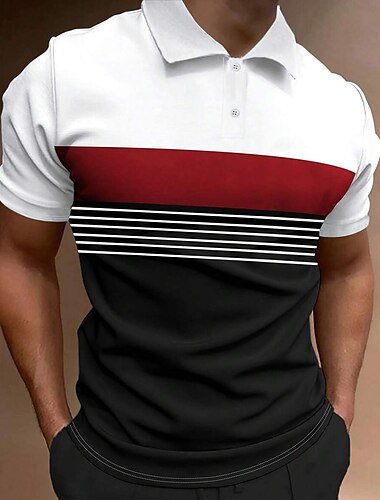  Herren Polos mit Knöpfen Poloshirt Casual Sport Kargen Kurzarm Modisch Basic Farbblock Taste Sommer Regular Fit Feuer rot Schwarz Weiß Armeegrün Dunkelmarine Dunkelgray Polos mit Knöpfen