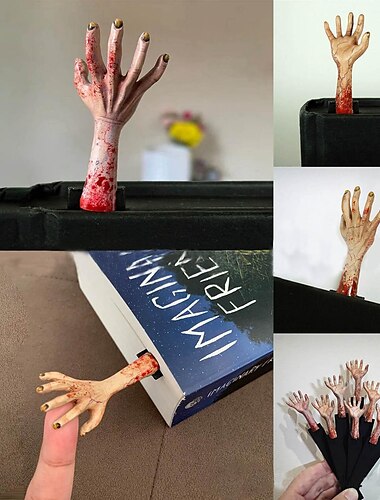  Halloween-Horror-Hand-Lesezeichen, Dekoration, Kunstharz, Kunsthandwerk, Spukhaus, Hotel, geheimer Raum, kniffliger Anhänger