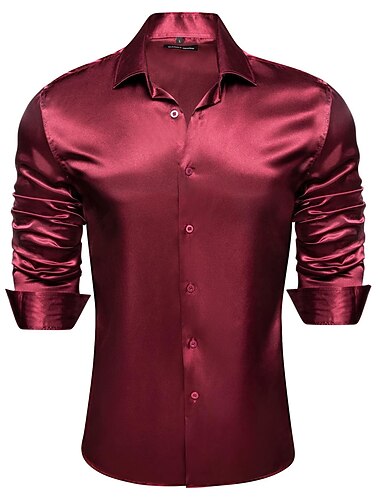  Homme Chemise Chemise sans repassage Mariage Sortie Vin Vert Claire Vert Véronèse Bleu Roi manche longue Col rabattu Printemps Automne Vêtement Tenue
