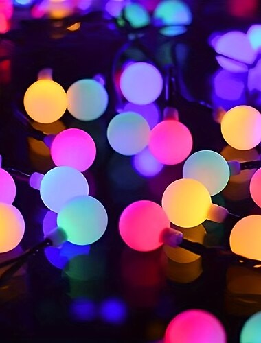  Zonne-energie Buiten Waterdichte LED Sferische Buitenverlichting 6m/7.5m/12m voor Tuin Vakantie Camping Feest Buiten Decoratie 8 Verlichtingsmodi 30/50/100LEDs