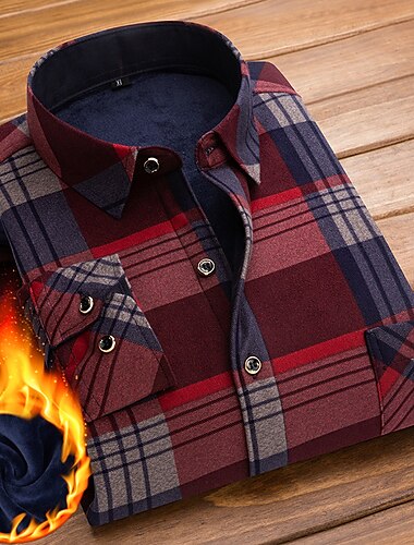  Herren Oberhemd Kariertes Hemd trachtenhemd Kragenhemd Knopfhemd Flanelljacke Schottenstoff Hochzeit Outdoor Rote Blau Blau / Weiß Kaffee Langarm Umlegekragen Herbst Winter Bekleidung