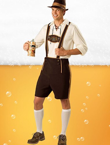  Oktoberfest Costume Blouse / Chemise Lederhosen Oktoberfest / Bière Bavarois Bavarois Allemand Prairies Homme Tissu de style traditionnel Chemisier Shorts
